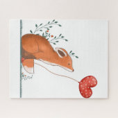 Puzzles Foxy Red Hearts Happy Valentine's Day ジグソーパズル (横)