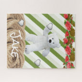 Puzzles Green Stripe Rope Teddy Bears ジグソーパズル (横)