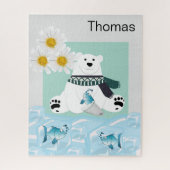 Puzzles Polar Bear Fish Ice Daisy Floral ジグソーパズル (縦)