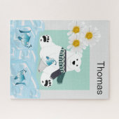 Puzzles Polar Bear Fish Ice Daisy Floral ジグソーパズル (横)