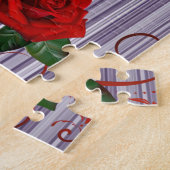 Puzzles Purple Floral Red Rose Angel Teddy Bear ジグソーパズル (側面)