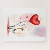 Puzzles Red Hearts Happy Valentine's Day Dog ジグソーパズル (横)