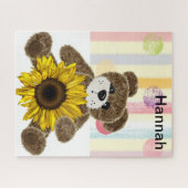 Puzzles Teddy Bear Pastel Stripes Sunflower ジグソーパズル (横)