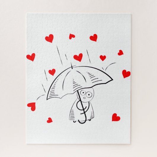 Puzzles Umbrella Red Hearts Happy Valentine's Day  ジグソーパズル (縦)