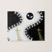 Puzzles White and Black Music Notes ジグソーパズル (横)