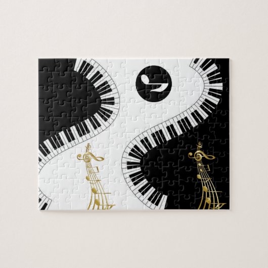 Puzzles White and Black Music Notes ジグソーパズル (横)