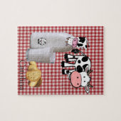 Puzzles White and Red Plaid Cow Milk Bread ジグソーパズル (横)
