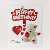 Puzzles White Teddy Bear Happy Birthday ジグソーパズル (縦)