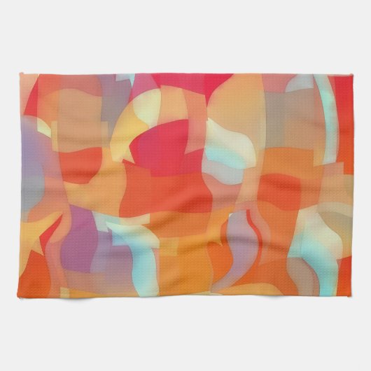 Puzzling Abstract Artsy Colorful Kitchen Towel キッチンタオル (横)