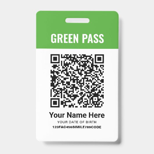 PVC印刷済みのGreen Pass Winchong Certificate バッジ (正面)