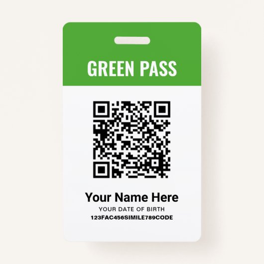 PVC印刷済みのGreen Pass Winchong Certificate バッジ (正面)