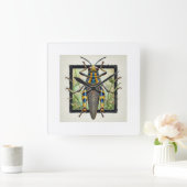Pygmy Grasshopper 020924IREF232 - Watercolor スクエア壁時計 (ホーム)
