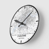 Pyongyang Clock City Line Art ラウンド壁時計 (傾斜)