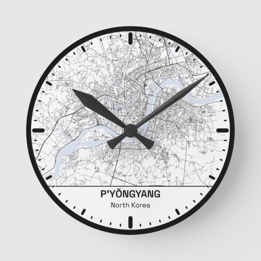 Pyongyang Clock City Line Art ラウンド壁時計 (正面)