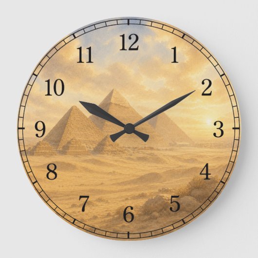Pyramids Wall Clock — Ancient Landscape Design ラージ壁時計 (正面)
