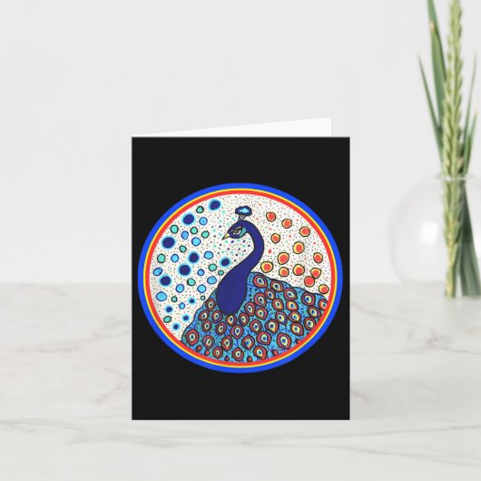 Pyrams Heart Folk Art Design-カリブのクジャク カード (正面)