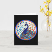 Pyrams Heart Folk Art Design-カリブのクジャク カード (黄色い花)