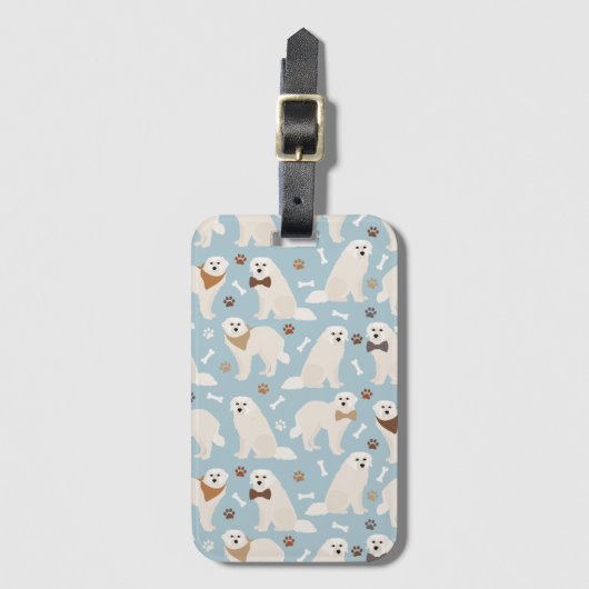 Pyrenees素晴らし PawsとBonesの荷物タグ ラゲッジタグ (正面縦)