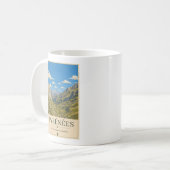 Pyrénées France – Alpines Illustrated Landscape コーヒーマグカップ (正面左)