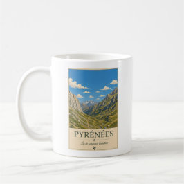 Pyrénées France – Alpines Illustrated Landscape コーヒーマグカップ