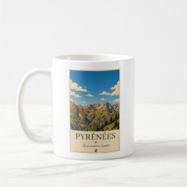 Pyrénées France – Alpines Illustrated Landscape コーヒーマグカップ