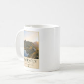 Pyrénées France – Lake Illustrated Landscape コーヒーマグカップ (正面左)