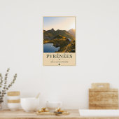 Pyrénées France – Lake Illustrated Landscape ポスター (キッチン)