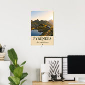 Pyrénées France – Lake Illustrated Landscape ポスター (ホームオフィス)