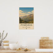 Pyrénées France – Mountains Illustrated Poster ポスター (キッチン)