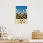 Pyrénées France – Ridges Illustrated Landscape ポスター (キッチン)