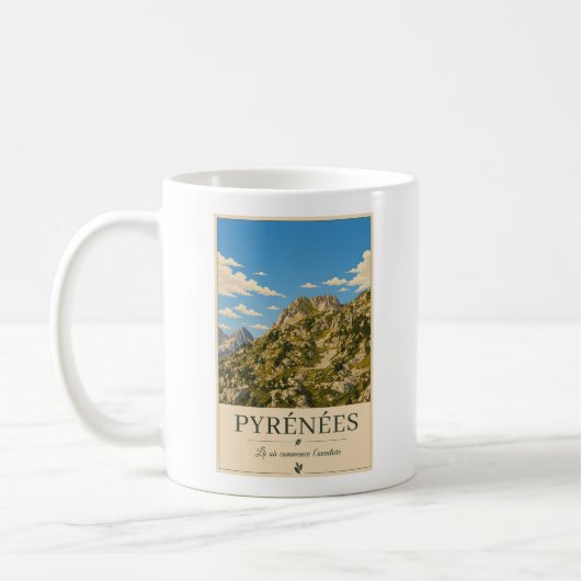 Pyrénées France – Rocky's Illustrated Poster コーヒーマグカップ (左)