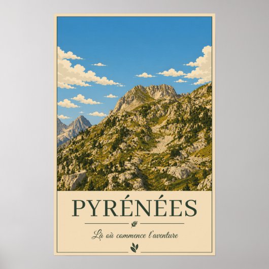 Pyrénées France – Rocky's Illustrated Poster ポスター (正面)
