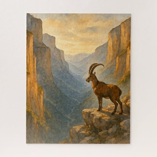 Pyrenees Ibex at Sunset ジグソーパズル (縦)
