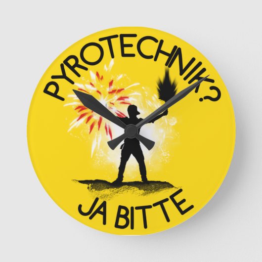 Pyrotechnikか。 Jaのbitte! ラウンド壁時計 (正面)