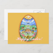 Pysankaの水彩画の芸術-ハッピーイースター シーズンポストカード (正面/裏面)