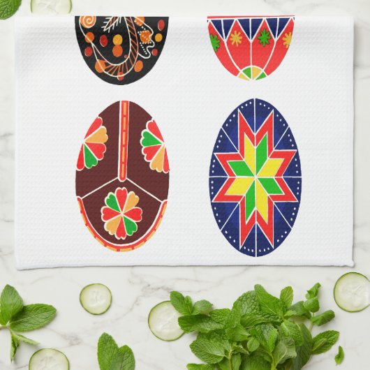 pysankyウクライナ人のイースターエッグ キッチンタオル (折り畳み)