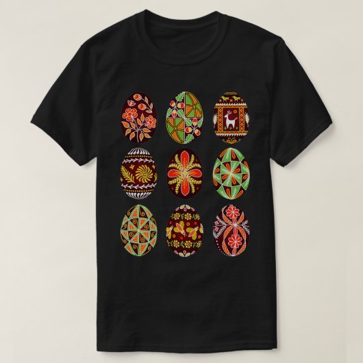 Pysanky Easter Egg Happy Easter Day Egg Hunting  Tシャツ (デザイン正面)