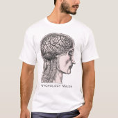 Pyschologyの専攻学生-人間の脳の旧式なプリント Tシャツ (正面)