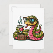 Pythonのコーヒーを飲む 案内ポストカード (正面/裏面)