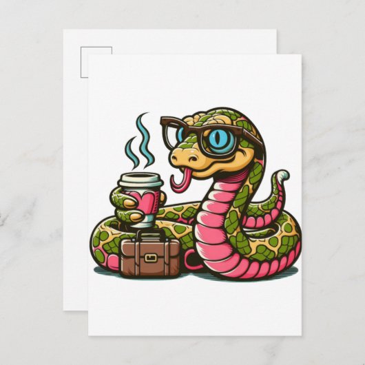 Pythonのコーヒーを飲む 案内ポストカード (正面/裏面)