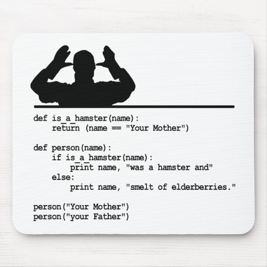 Pythonコード - お前の母ちゃんハムスター マウスパッド (正面)