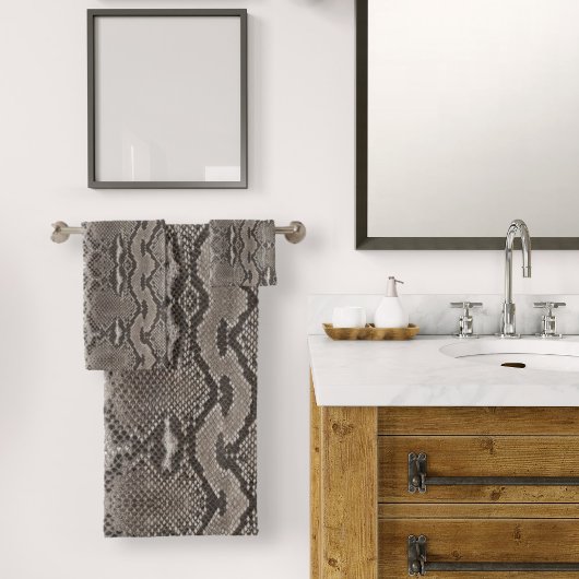 Pythonスネークスキンアニマルプリント バスタオルセット