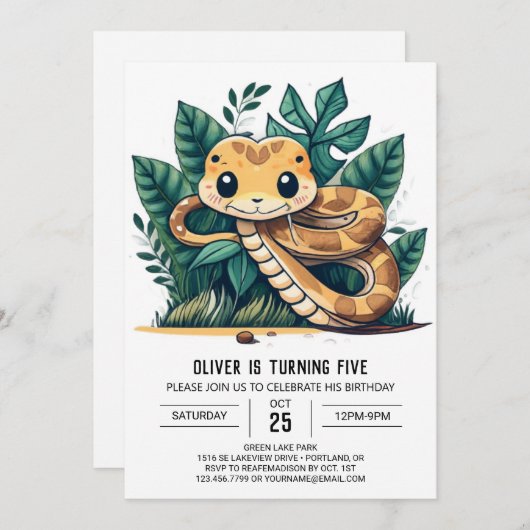 Python編集可能子供の誕生日 招待状 (正面/裏面)