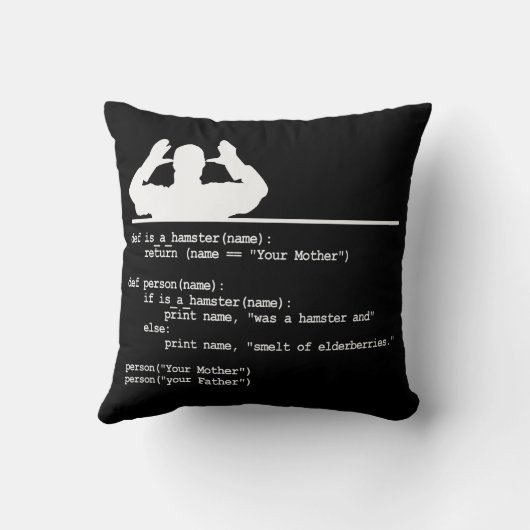 Python Code – あなたの母親はハムスターだった クッション (裏面)