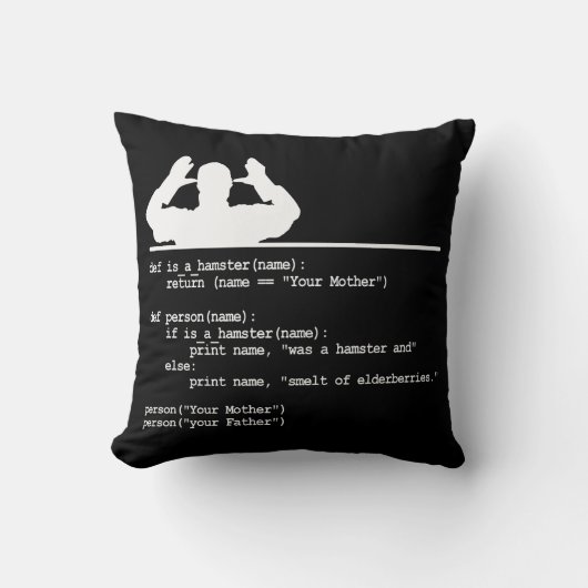 Python Code – あなたの母親はハムスターだった クッション (正面)