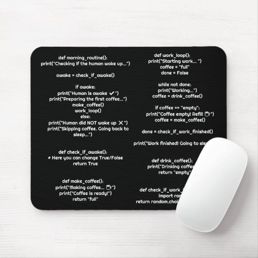 Python morning_routine() マウスパッド – プログラマーへのプレゼント (マウス)