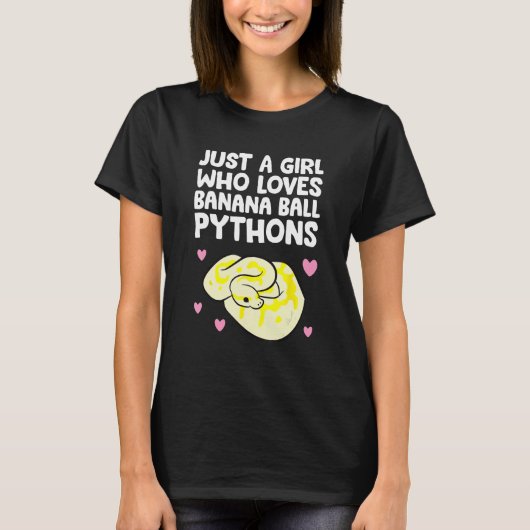 Python Regius – バナナボールが大好きな女の子 Tシャツ (正面)