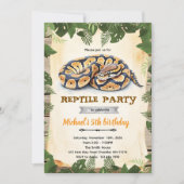 Python reptile birthday party invitation 招待状 (正面)