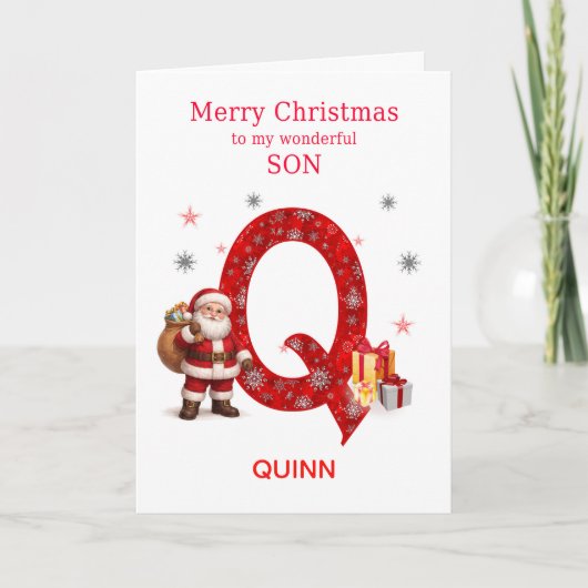Qから始まる名前の息子のためのクリスマス シーズンカード (正面)