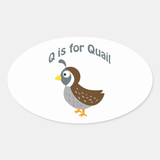 Qはウズラ 楕円形シール (正面)